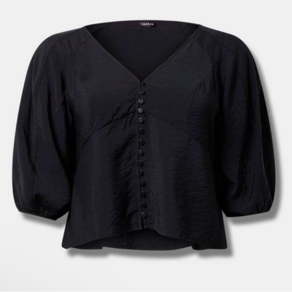 torrid Tops - Torrid Black V-Neck Button Down Top - Size 3X - Fits 2-3X- Like New!